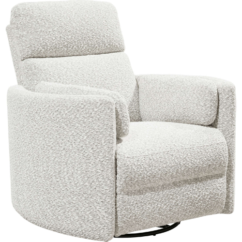 Radius Swivel Power Glider Recliner in Tatum River Rock Off White Fabric