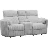 Radius Power Glider Reclining Console Loveseat in Mega Grey Fabric