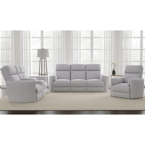 Radius 3 Piece Power Reclining Sofa Set in Mineral Light Grey Fabric