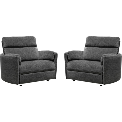 Radius XL Extra Wide Power Glider Recliner in Mediterranean Grey Fabric (Set of 2)