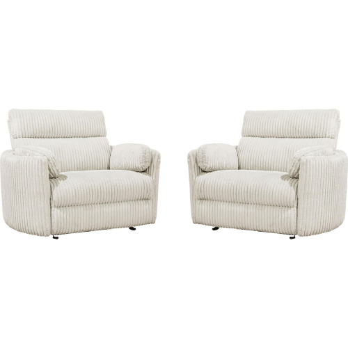 Radius XL Extra Wide Power Glider Recliner in Ivory Off White Fabric (Set of 2)