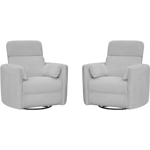 Radius Manual Swivel Recliner in Angora Linen Natural Fabric (Set of 2)