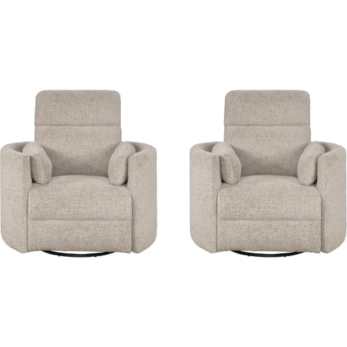 Radius Manual Swivel Recliner in Burlap Light Brown Fabric (Set of 2)