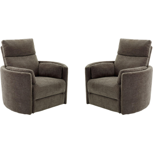 Radius Power Swivel Glider Recliner in Krypton Brown Fabric (Set of 2)