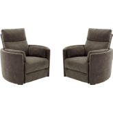 Radius Power Swivel Glider Recliner in Krypton Brown Fabric (Set of 2)