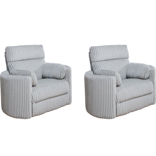 Radius Power Swivel Glider Recliner in Mega Grey Fabric (Set of 2)