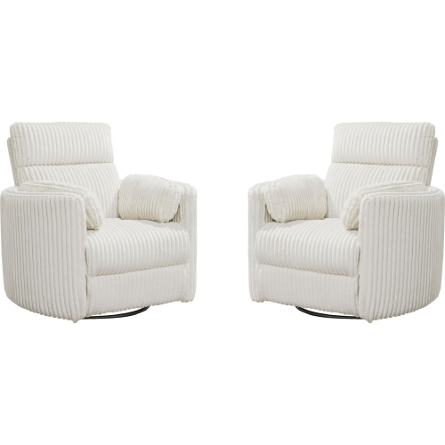 Radius Power Swivel Glider Recliner in Ivory Off White Fabric (Set of 2)