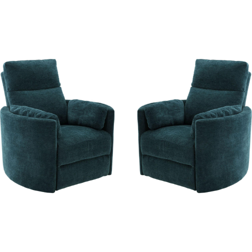 Radius Power Swivel Glider Recliner in Peacock Turquoise Fabric (Set of 2)