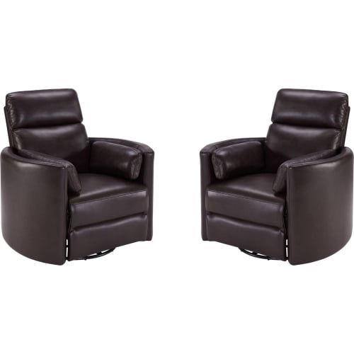 Radius Cordless Power Swivel Glider Recliner in Brown Top Grain Leather (Set of 2)