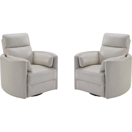 Radius Cordless Power Swivel Glider Recliner in Ivory Top Grain Leather (Set of 2)