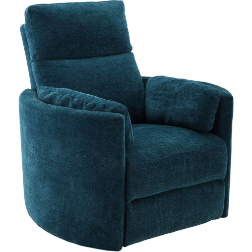 Radius Power Swivel Glider Recliner in Peacock Teal Blue Fabric