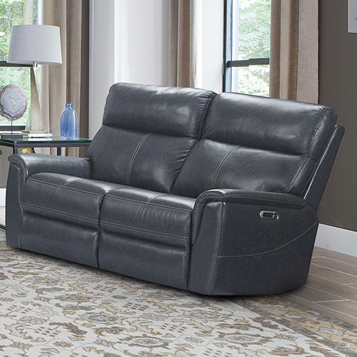 Reed Power Loveseat in Indigo Navy Blue Top Grain Leather