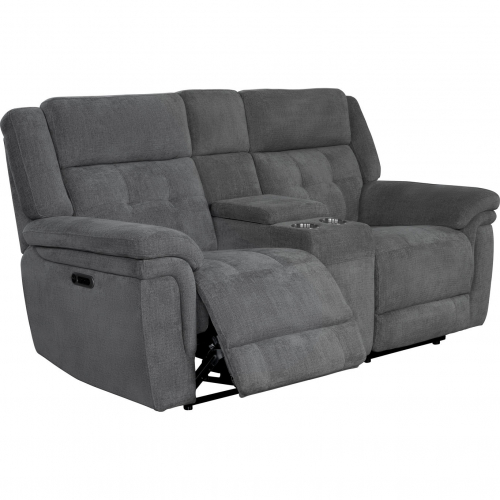 Richland Power Console Loveseat in Bristol Grey Fabric