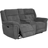 Richland Power Console Loveseat in Bristol Grey Fabric