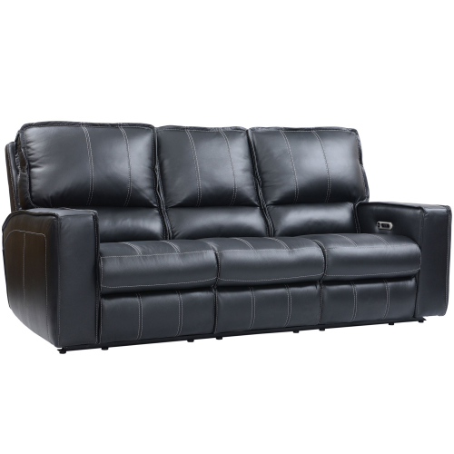 Rockford Power Reclining Sofa in Black Top Grain Leather