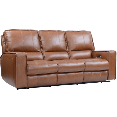 Rockford Power Reclining Sofa in Saddle Brown Top Grain Leather