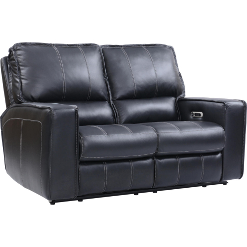 Rockford Power Reclining Loveseat in Black Top Grain Leather