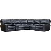 Rockford 6 Piece Power Reclining Sectional Sofa in Black Top Grain Leather