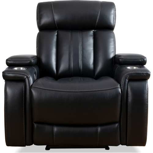 Royce Power Recliner in Midnight Black Leatherette