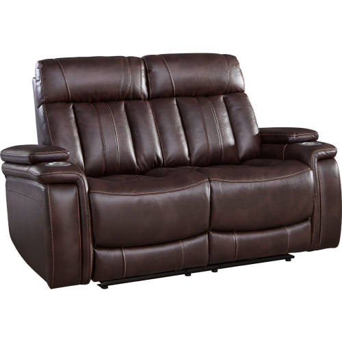 Royce Power Reclining Loveseat in Brown Leatherette