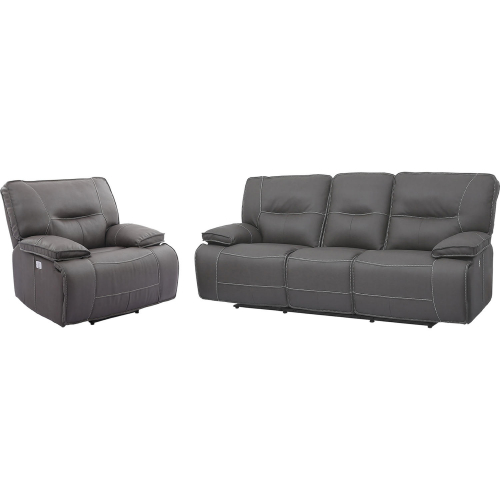 Spartacus Power Reclining Sofa & Recliner Set in Haze Grey Leatherette