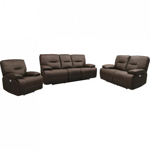 Spartacus Power Reclining Sofa Set in Chocolate Dark Brown Leatherette