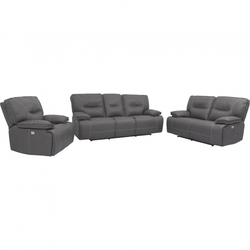 Spartacus Power Reclining Sofa Set in Haze Grey Leatherette