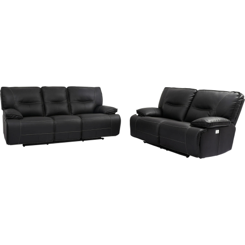 Spartacus Power Reclining Sofa & Loveseat Set in Black Leatherette