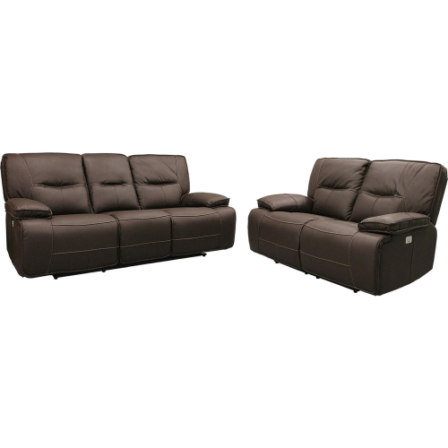 Spartacus Power Reclining Sofa & Loveseat Set in Chocolate Brown Leatherette