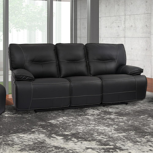 Spartacus Power Reclining Sofa in Black Leatherette