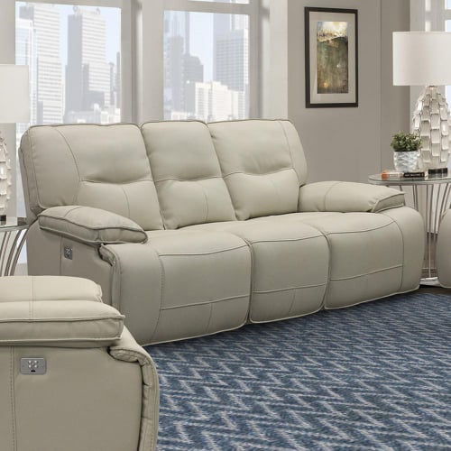 Spartacus Power Reclining Sofa in Oyster Cream Leatherette