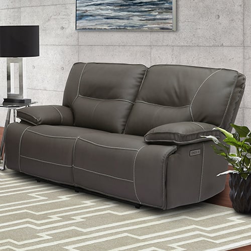 Spartacus Power Reclining Loveseat in Haze Grey Leatherette