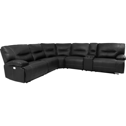 Spartacus 6 Piece Power Reclining Sectional Sofa in Black Leatherette