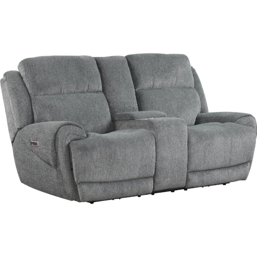 Spencer Power Reclining Console Loveseat in Graphite Grey Fabric