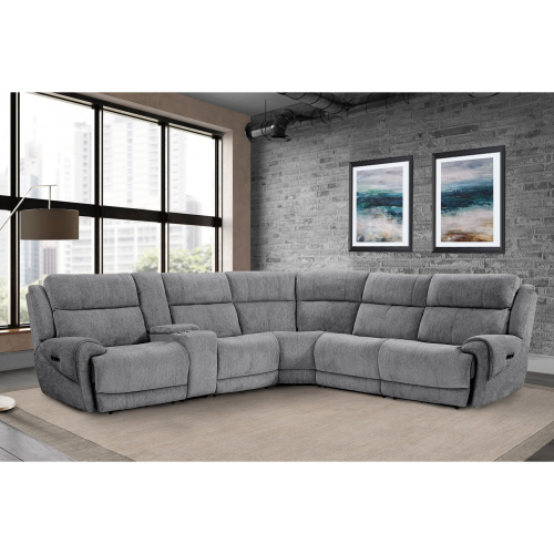 Spencer 6 Piece Power Reclining Sectional Sofa in Graphite Grey Fabric