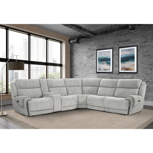 Spencer 6 Piece Power Reclining Sectional Sofa in Pebble Fabric