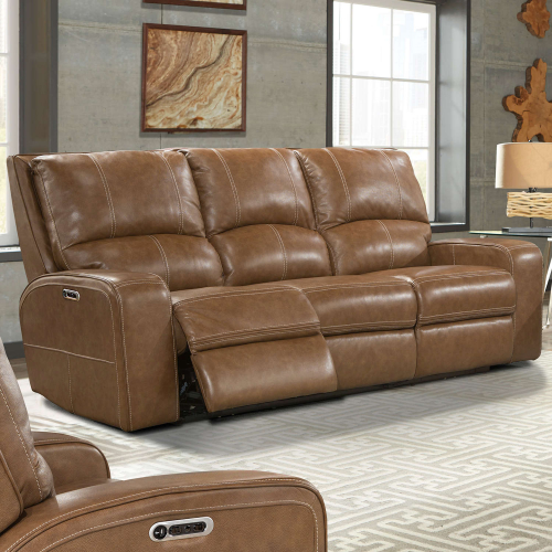 Swift Power Reclining Sofa in Bourbon Brown Top Grain Leather