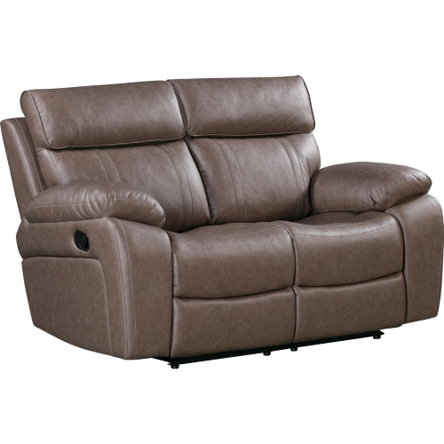 Theon Manual Reclining Loveseat in Stokes Toffee Brown Leatherette