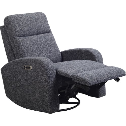 Thriller Power Swivel Glider Recliner in Denim Blue Fabric