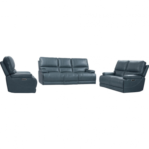 Whitman Freemotion Power Reclining Sofa Set in Verona Azure Top Grain Leather