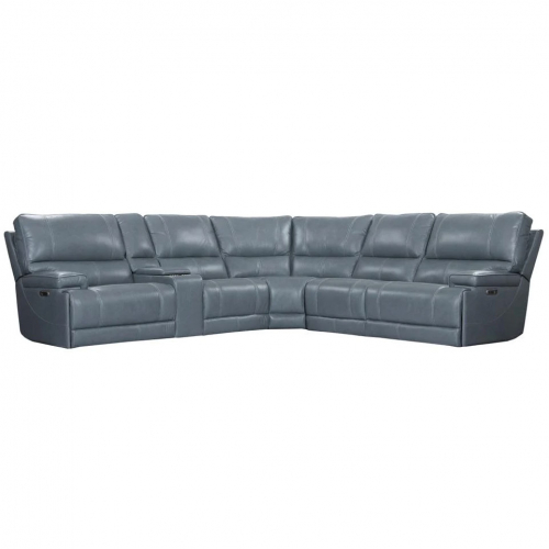 Whitman Verona 6 Piece Sectional Sofa in Azure Top Grain Leather