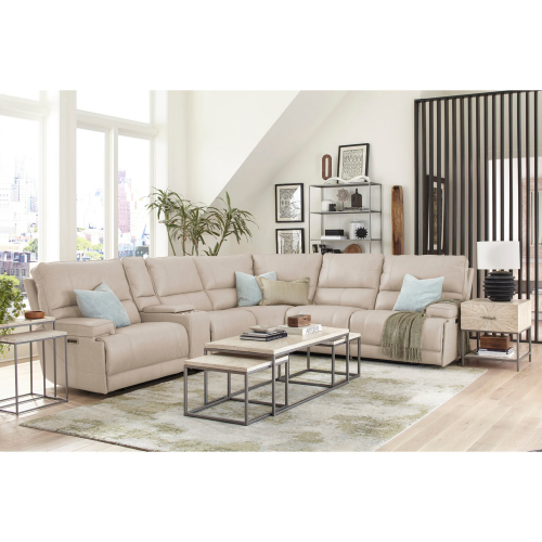 Whitman 6 Piece FreeMotion Power Cordless Reclining Sectional Sofa in Linen Leather