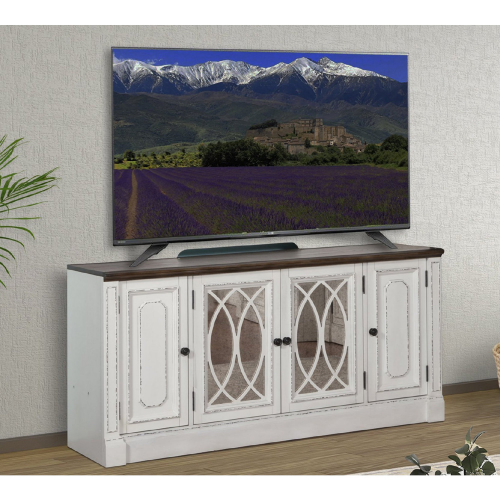 Provence 63" TV Stand Console in Vintage Alabaster & Parchment