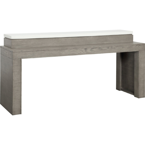 Pure Modern Everywhere Console Table in Moonstone Grey Wood & White Quartz