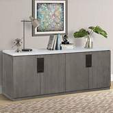 Pure Modern Credenza in Moonstone Grey Wood & Quartz