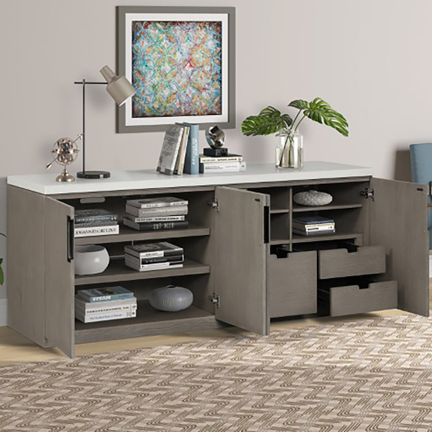 Pure Modern Office Desk in Moonstone