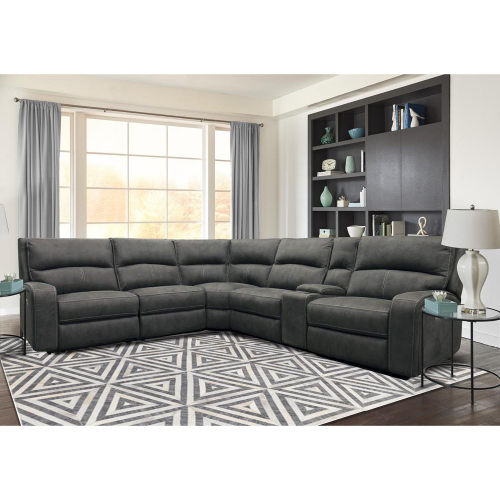 Polaris 6 Piece Power Reclining Sectional Sofa in Slate Grey Fabric