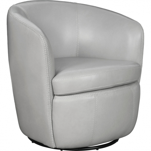 Barolo Swivel Club Accent Chair in Steamboat Ice Gray Italian Leather