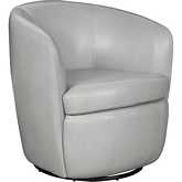 Barolo Swivel Club Accent Chair in Steamboat Ice Gray Italian Leather