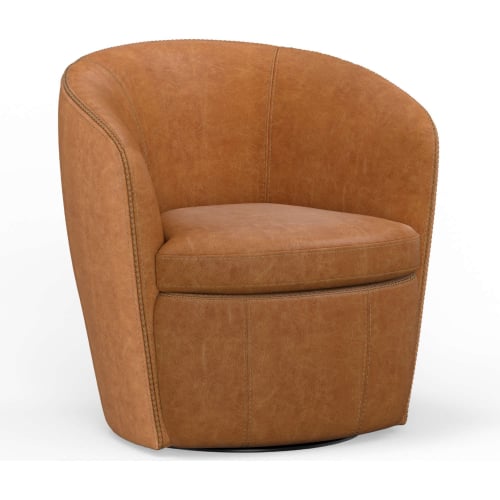 Barolo Swivel Club Chair in Vintage Saddle Tan Leather